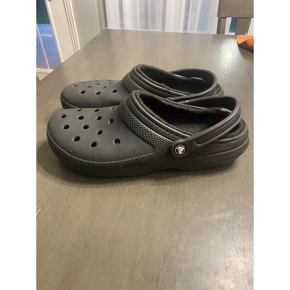 Crocs Classic Lined Clog Black Faux Fur Fuzzy Comfort Slip On Mens Size 11